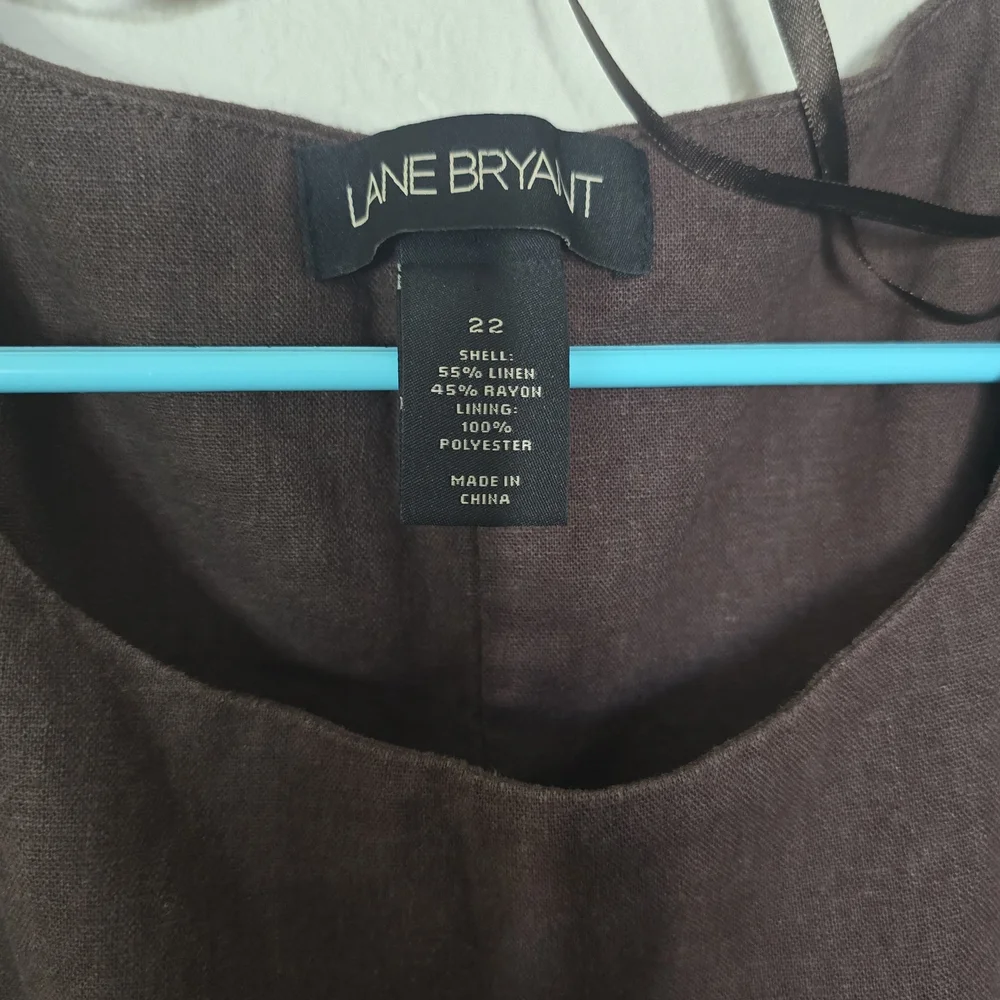 Lane Bryant Sleeveless Dress Brown Linen Neutral Breathable Blend Size 22 - Picture 2 of 4